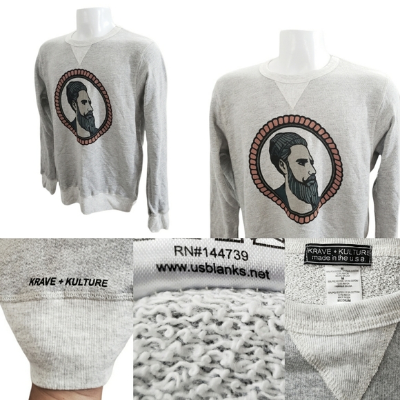 Krave + Kulture Sailor Sweatshirt Longsleeve Pullover Gray Heathered Size Medium - Picture 2 of 12